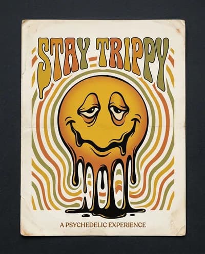 Melting Smiley Face Liquid Retro Poster