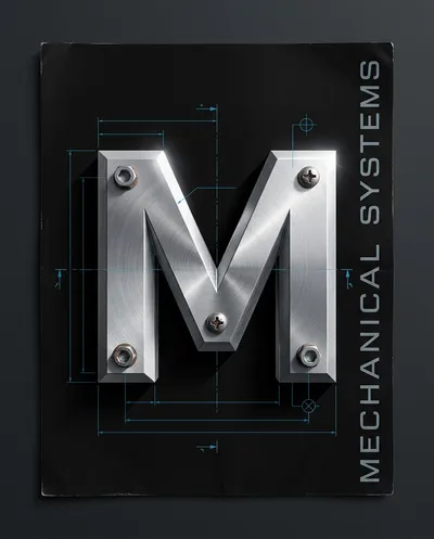 Industrial 3D Metallic Typography Poster