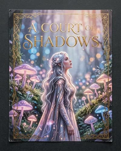 Fantasy Romantasy Book Cover with Glowing Mushrooms
