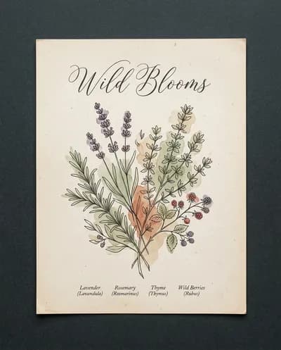 Cottage Core Botanical Pressed Flower Poster