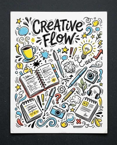 Hand-Drawn Doodles Creative Flow Sketchbook Poster