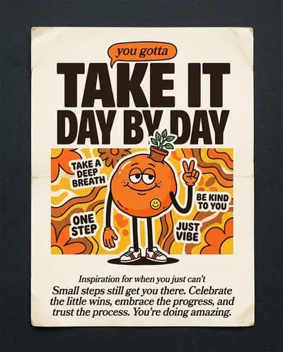Groovy Motivational Character Illustration Poster