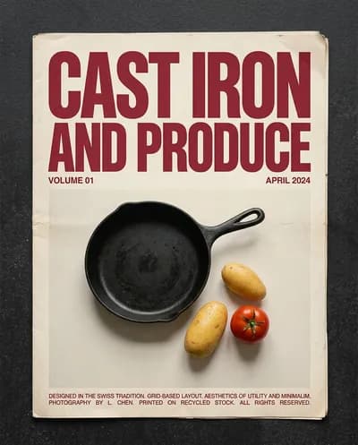 Swiss Editorial Magazine Cover with Cast Iron Pan