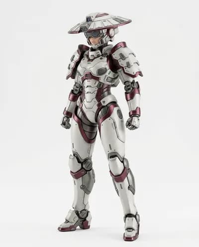 Una presentación de diseño conceptual de un kit de modelo de plástico premium a escala un séptimo: una chica mecha de armadura completa designada como Unidad...